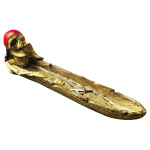 3 x 11" Clay Incense Burner for Stick Pirate Skeleton w/ Eye Patch  Aromatherapy LED Burner