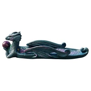3 x 11" Clay Incense Burner for Stick Outstretched Wings With Purple Orb Dragon  Aromatherapy LED Burner