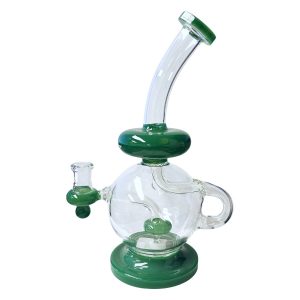 10.5" Double Chamber Recycler Green Water Pipe (Box 87)