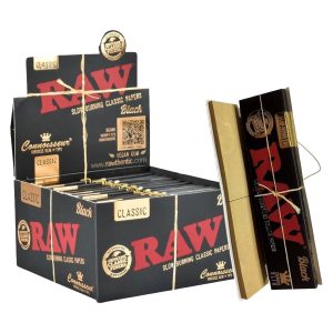 Raw Connoisseur Classic Black  Slim King Papers + Tips 24ct