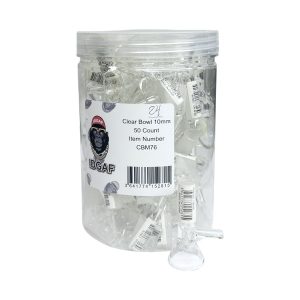 10mm Male Clear Bowl W/ Flat Handle 10ct