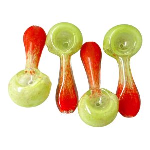 3.5" Red Green Frit Hand Pipe 4ct