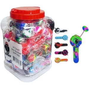 IDGAF Honeycomb Silicone Hand Pipe W/ Dab Tool 24ct Jar