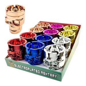 Skull Butt Bucket Metalic Electroplated Ashtray 12ct
