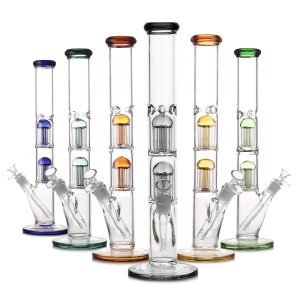 17" Colored Double Tree Perc Straight Water Pipe (239 - 234)