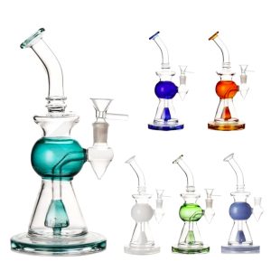 9" Pyramid Perc Bent Neck Water Pipe (Box 215)