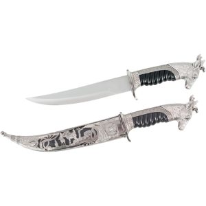 14" Razor Tactical Hunting Knife W/Scabbard - Deer Handle Design 1