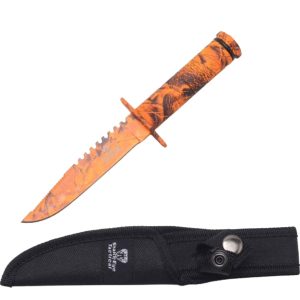 8.5" Snake Eye Tactical Camo W/ Nylon Sheath - Survival Orange