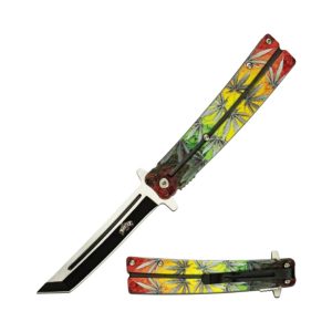 9" Master Usa Knife Cannabis Leaf Printed (Box 17)