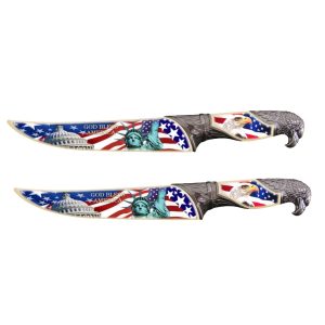 13.5" Razor Tactical Hunting Knife W/ Scabbard - God Bless America