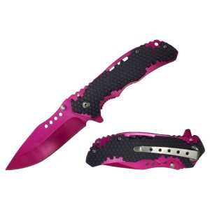 4.5" Razor Tactical Spring Assist Knife - Honey Comb Pink Blade (Box 215)
