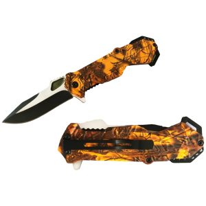 4.5" Razor Tactical Spring Assist Knife - Orange Camo (Box 63)