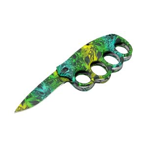 4.5" Razor Tactical Assist Finger Guard Knife - Green Splatter (Box 197)