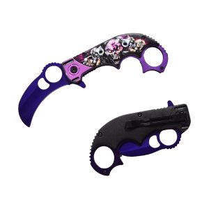 4.5" Razor Tactical Spring Assist Pocket Knife - Purple Tactical Karambit (Box 199)