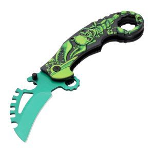 4.8" Razor Tactical Spring Assist Pocket Knife - Scorpion Skull Karambit (Box 203)