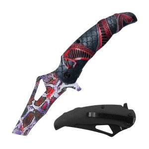 4.5" Razor Tactical Assist Knife 3D Print Plastic Handle - Red Dragon Design 3 (Box 201)