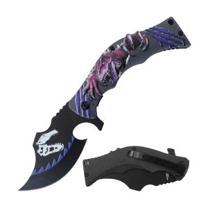 4.5" Razor Tactical Assist Knife 3D Print Plastic Handle - Dragon Design 1 (Box 137)