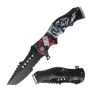 4.5" Razor Tactical Assist Knife 3D Print Plastic Handle - Joker Design 1 (Box 134)