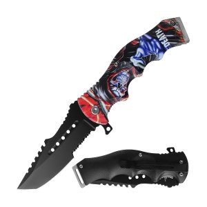 4.5" Razor Tactical Assist Knife 3D Print Plastic Handle - Demon Death (Box 57)