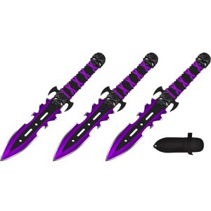 7.5" Razor Tactical Throwing Knife Set W/Sheath 3ct - Purple