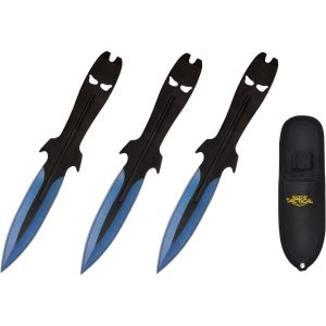 7.5" Razor Tactical Throwing Knife Set W/Sheath 3ct - Black Design 1