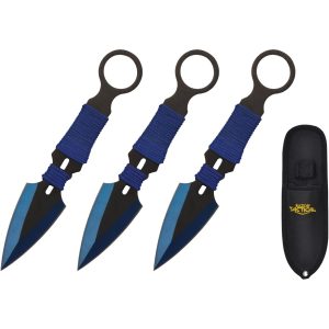 7.5" Razor Tactical Throwing Knife Set W/Sheath 3ct - Blue