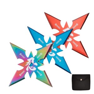 Razor Tactical 4 Points Throwing Stars W/ Sheath 3ct - Design 2