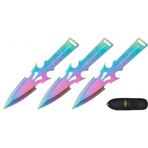 7.5" Razor Tactical Throwing Knife Set - Rainbow