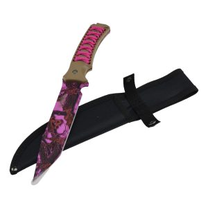 12" Full Tang Hunting Camping Knife - Tree Pink Camouflage