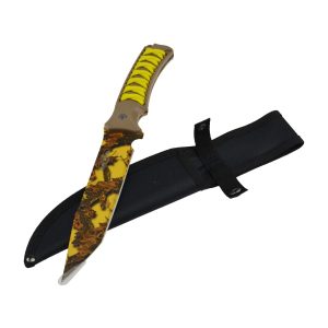12" Full Tang Hunting Camping Knife - Tree Yellow Camouflage