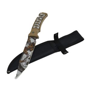 12" Full Tang Hunting Camping Knife - Tree White Camouflage