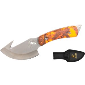 7.25" Gut Hook Hunting Knife W/Sheath - Orange Camo