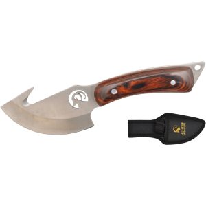 7.25" Gut Hook Hunting Knife W/Sheath - Wood Handle