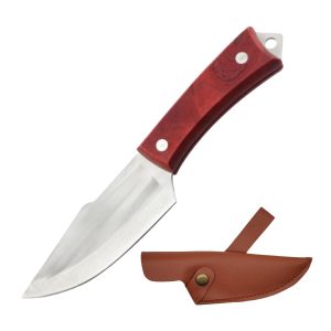 8.5" Razor Tactical Hunting Knife W/ Sheath & Belt Loop - Red Wood Handle