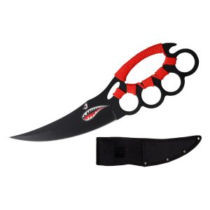 12" Razor Tactical Hunting Knife Finger Guards W/Sheath - Black