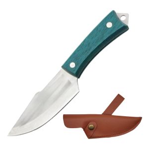 8.5" Razor Tactical Hunting Knife W/ Sheath & Belt Loop - Green Wood Handle