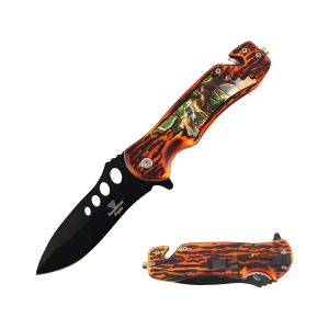 4.75" Snake Eye Tactical Spring Assist Knife - Wildlife Deer Rescue (Box 76)