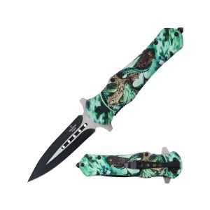 Snake Eye Tactical Spring Assist Knife - Green Dragon Handle