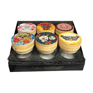 IDGAF 2 IN 1 Glass Jar w/ Grinder 6ct - Day Of The Dead