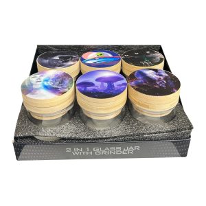 IDGAF 2 IN 1 Glass Jar w/ Grinder 6ct -  Space
