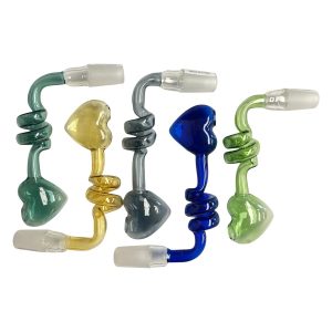 14mm Male Spiral w/ Heart Shape Bend Oil Burner Joint 5ct - Assorted Colors