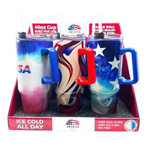 Insulated 40oz Tumbler Cup - Printed Patriotic Designs