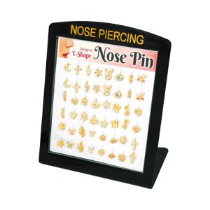 Nose Stud Pin L Shape Gold Mini Display 48ct - Design A
