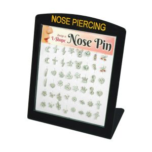 Nose Stud Pin L Shape Silver Mini Display 48ct - Design A