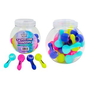 3" Aleaf Silicone Handpipe 24ct - Glow In The Dark