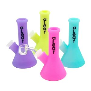 5'' Aleaf Heavy Duty Mini Silicone Water Pipe - Glow In The Dark