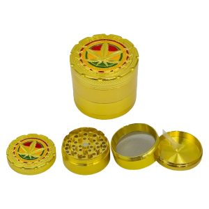 Tuff Shredder Grind It Out Grinder 12ct - Gold Rasta Leaf