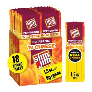 Slim Jim Pepperoni & Cheese Meat Sticks 1.5oz 18ct
