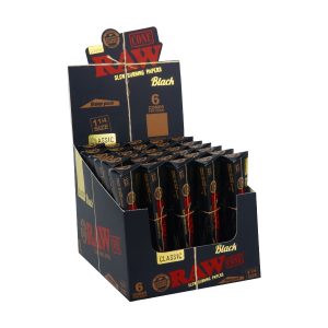 Raw Classic Black 1 1/4 Scoop Pack Cones 6pk 30ct