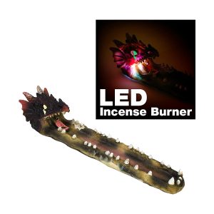3 x 11" Clay Incense Burner for Stick Pink & Cream Dragon Aromatherapy LED Burner